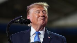 ‘For $250, he broke up my punchline’: Trump mocks heckler, alleges Soros link – video
